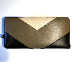 Lauren Ralph Lauren Women's Black Gold Colorblock Zip Around Wallet